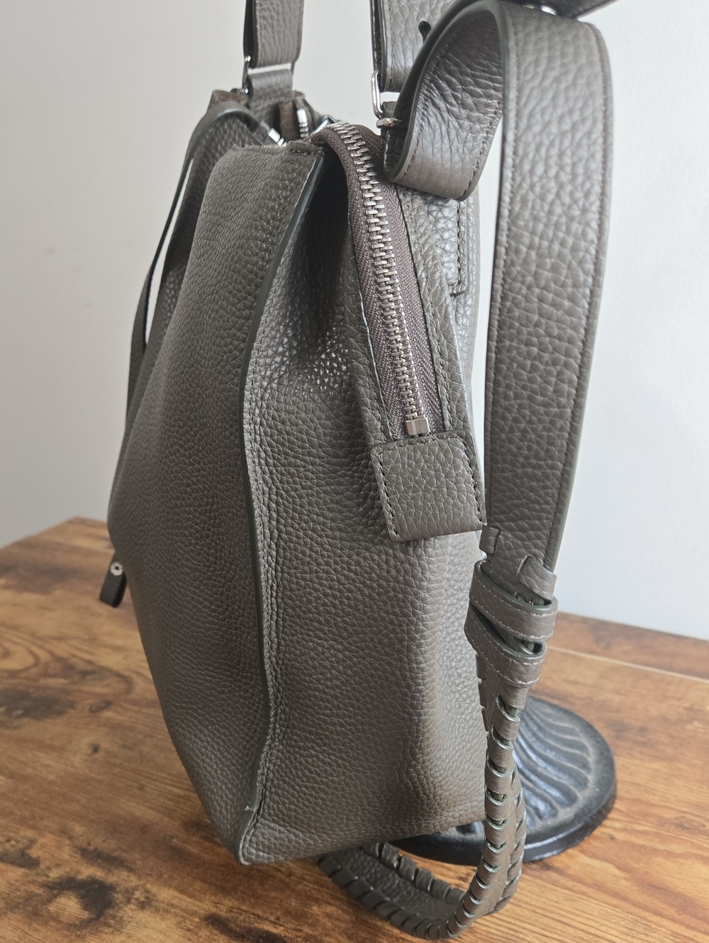 AllSaints Kita Women's Grey Leather Crossbody Bag Leather Shoulder Bag Euro Boho - Picture 4 of 12